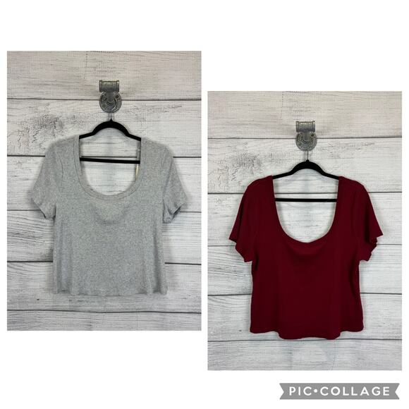 Universal Thread Women's 2 Pack Of Ribbed Short Sleeve Scoop Neck Tops Size XXL - Picture 1 of 9